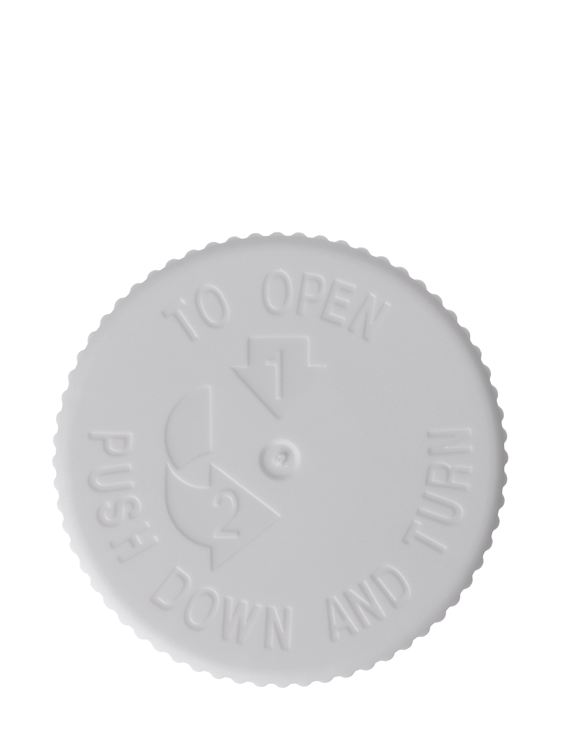 White PP Plastic 38-400 Child-Resistant Pictorial and Text Lid – L1492WHH145