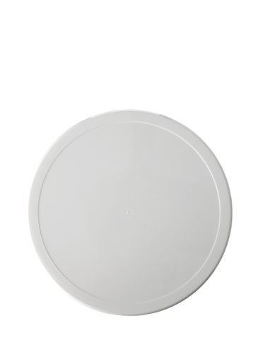 White PP plastic 110-400 smooth deep skirt taper stack lid with vented unprinted universal heat induction seal (HIS) liner
