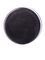 Black PP plastic 28-410 ribbed skirt lid with printed pressure sensitive (PS) liner