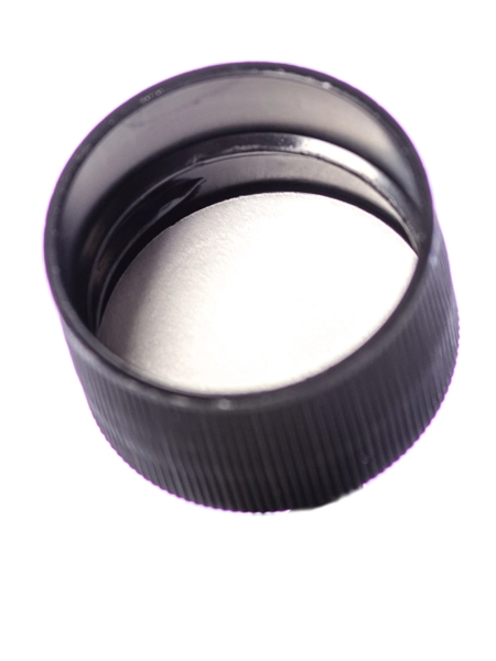 Black PP Plastic 28-410 Ribbed Skirt Lid – L157B