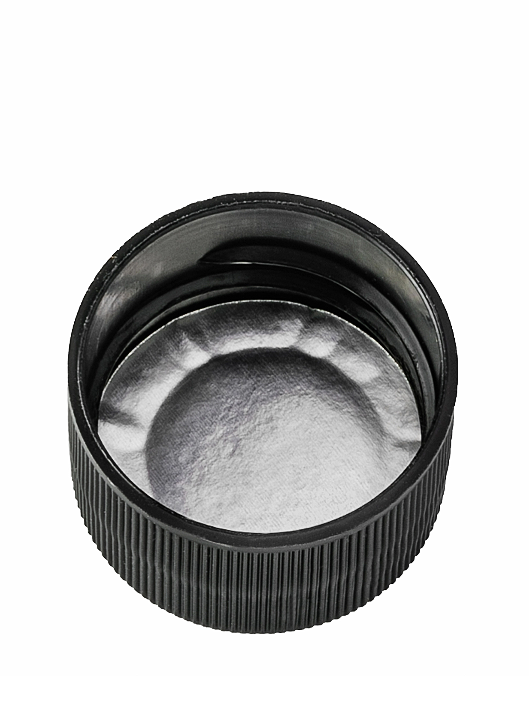 Black PP Plastic 28-410 Ribbed Skirt Lid – L157BKH64