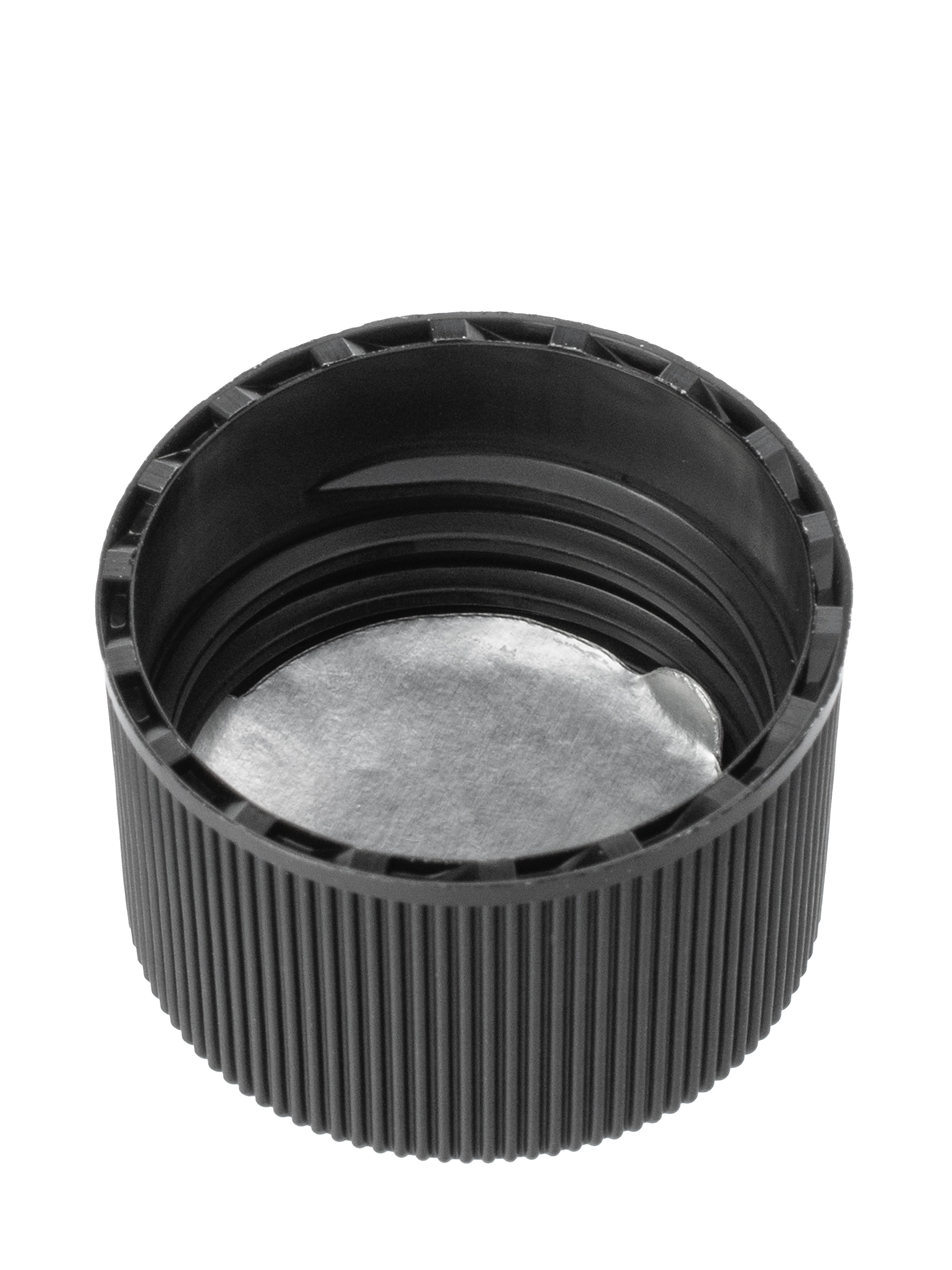 Black PP Plastic 28-410 Ribbed Skirt Lid – L160BKH14