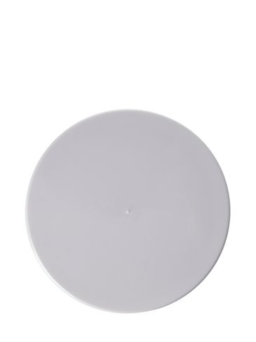 White PP plastic 100-400 smooth skirt lid with vented printed universal heat induction seal (HIS) liner