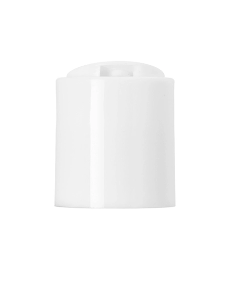 White PP Plastic 20-410 Smooth Skirt Unlined Disc Top Lid – L1784WH