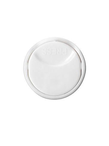 White PP plastic 20-410 smooth skirt unlined disc top lid