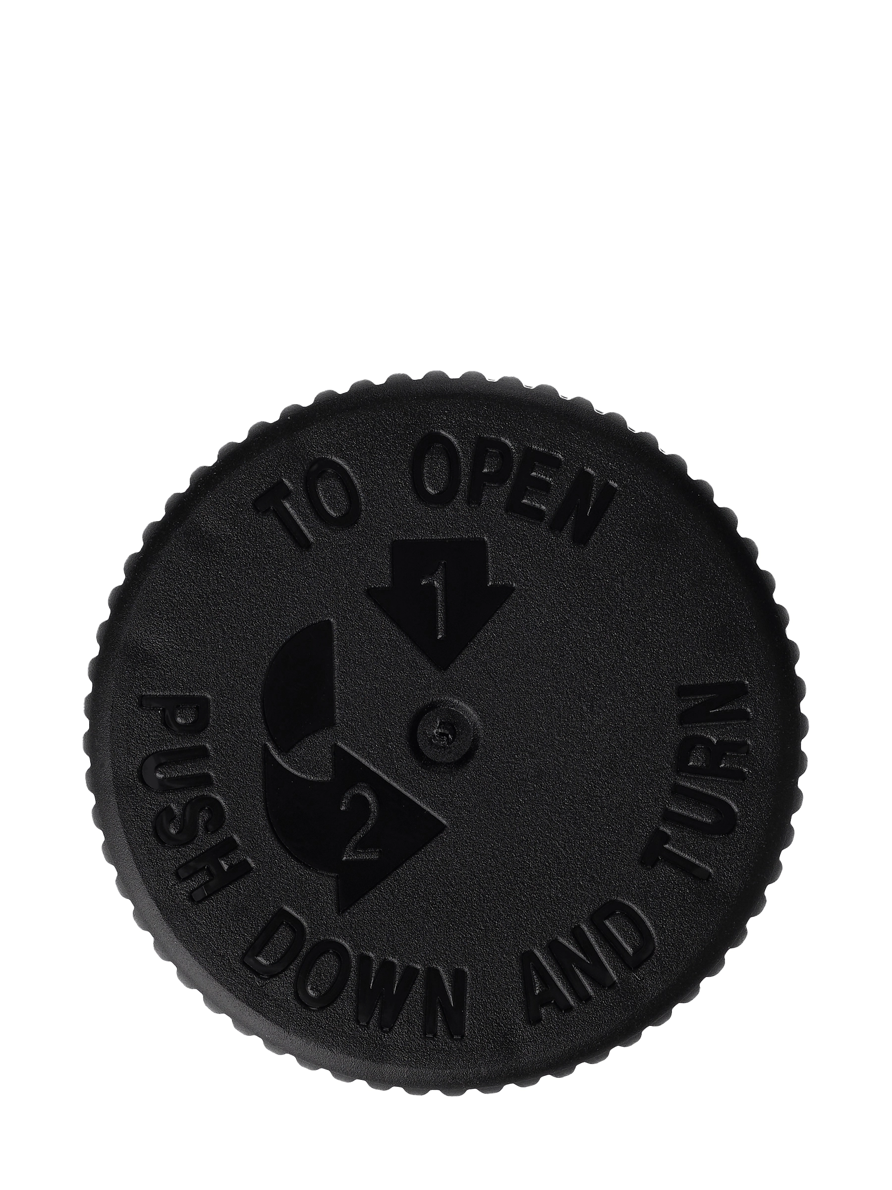 Black PP Plastic 33-400 Child-Resistant Text and Pictorial Lid – L18110BKH145
