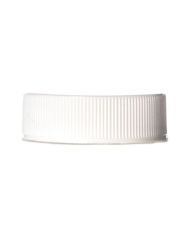 White PP plastic 33-400 ribbed skirt lid with unprinted pressure sensitive (PS) liner