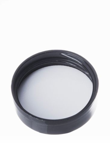 Black PP plastic 33-400 smooth skirt lid with foam liner