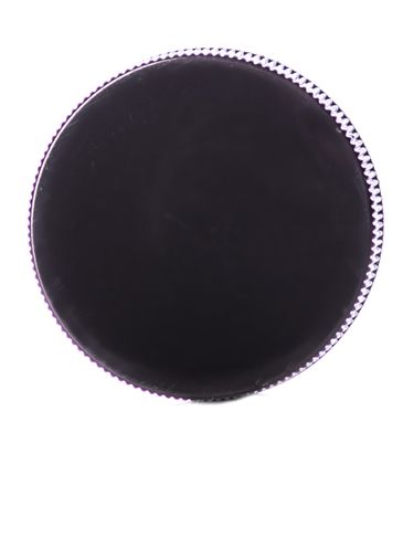 Black PP plastic 38-400 ribbed skirt lid with foam liner