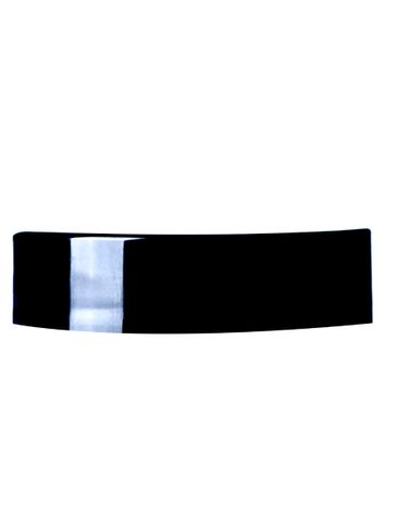Black PP plastic 38-400 smooth skirt lid with printed universal heat induction seal (HIS) liner