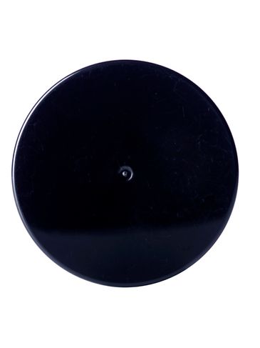 Black PP plastic 38-400 smooth skirt lid with printed universal heat induction seal (HIS) liner