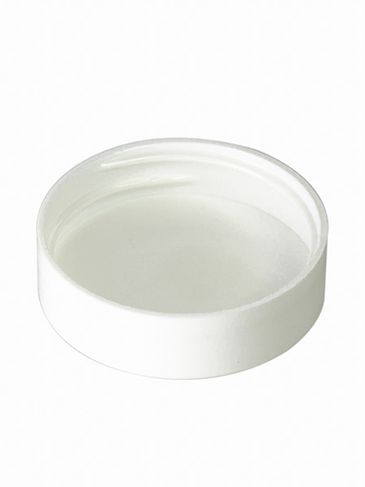 White PP plastic 38-400 smooth skirt lid with foam liner