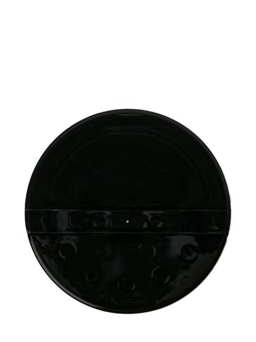 Black PP plastic 63-485 smooth skirt 7-hole dual flip top spice sifter lid with universal heat induction seal (HIS) liner (0.230 inch orifice)