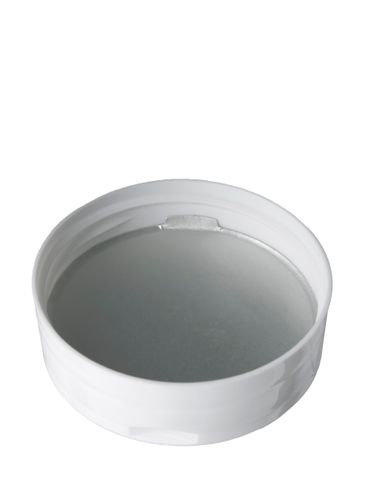 White PP plastic 63-485 smooth skirt 7-hole dual flip top spice sifter lid with universal heat induction seal (HIS) liner (0.230 inch orifice)