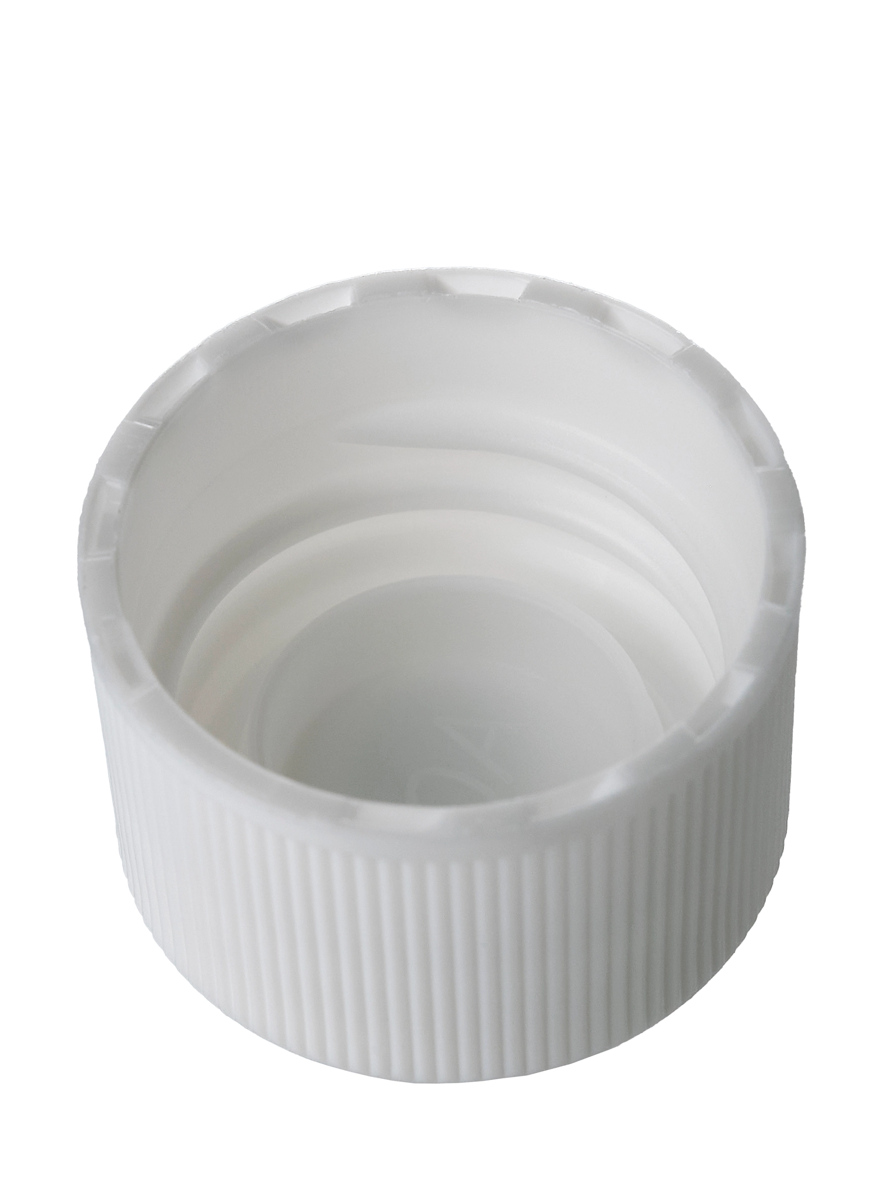 White PP Plastic 20-410 Ribbed Skirt Plug Seal Lid – L1981WH
