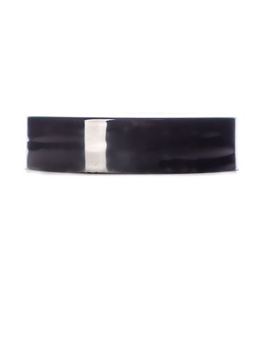 Black PP plastic 43-400 smooth skirt lid with printed pressure sensitive (PS) liner