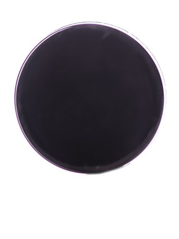 Black PP plastic 43-400 smooth skirt lid with printed pressure sensitive (PS) liner