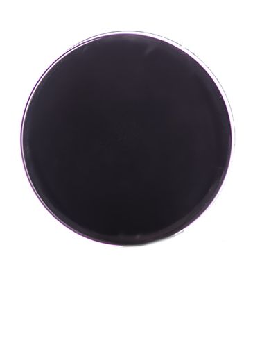 Black PP plastic 43-400 smooth skirt lid with printed pressure sensitive (PS) liner (Side Gate)