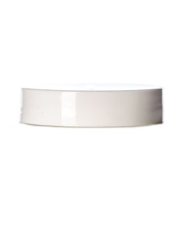 White PP plastic 45-400 smooth skirt lid with printed universal heat induction seal (HIS) liner