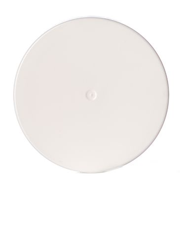 White PP plastic 45-400 smooth skirt lid with printed universal heat induction seal (HIS) liner