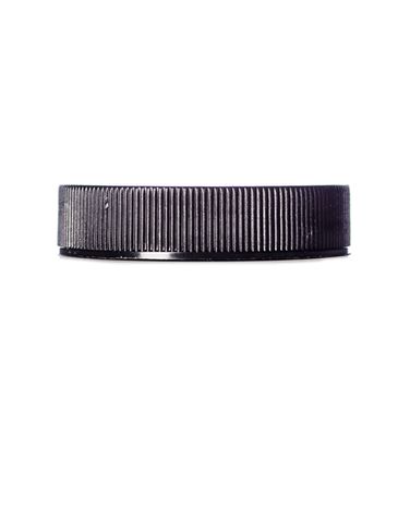 Black PP plastic 45-400 ribbed skirt lid with unprinted pressure sensitive (PS) liner