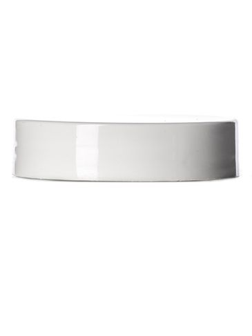 White PP plastic 43-400 smooth skirt lid with printed pressure sensitive (PS) liner (Side Gate)
