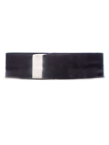 Black PP plastic 43-400 smooth skirt lid with printed pressure sensitive (PS) liner