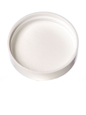 White PP plastic 45-400 smooth skirt lid with unprinted pressure sensitive (PS) liner