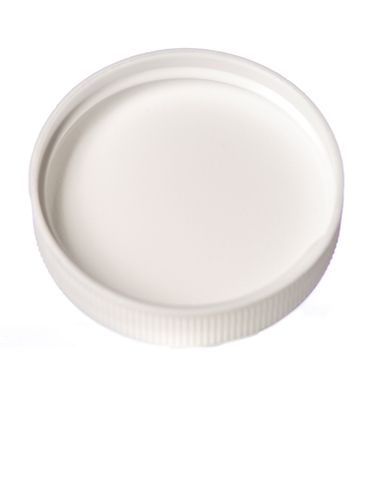 White PP plastic 45-400 ribbed skirt lid with foam liner