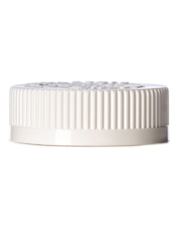 White PP plastic 45-400 ribbed skirt child-resistant cap with foam liner