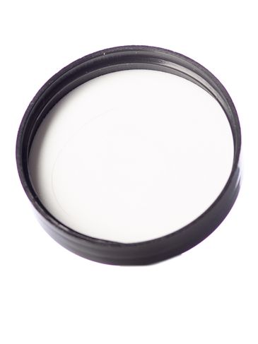 Black PP plastic 48-400 smooth skirt lid with foam liner