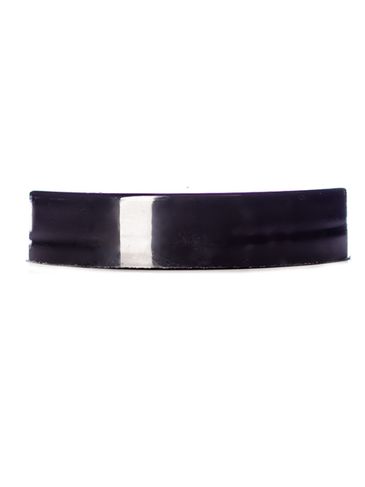 Black PP plastic 48-400 smooth skirt lid with printed universal heat induction seal (HIS) liner
