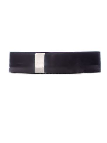 Black PP plastic 48-400 smooth skirt lid with printed pressure sensitive (PS) liner