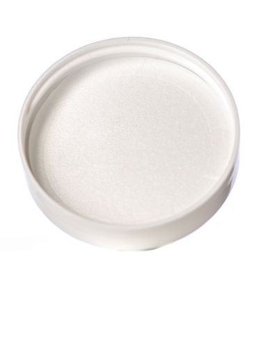 White PP plastic 48-400 smooth skirt lid with unprinted pressure sensitive (PS) liner
