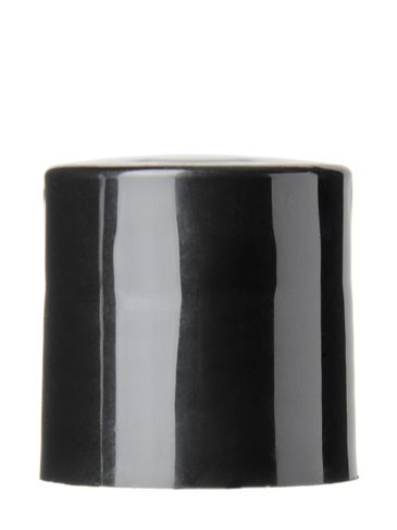 Black PP plastic 24-410 smooth skirt disc top lid with unprinted foam pressure sensitive (PS) liner (.308 inch orifice)