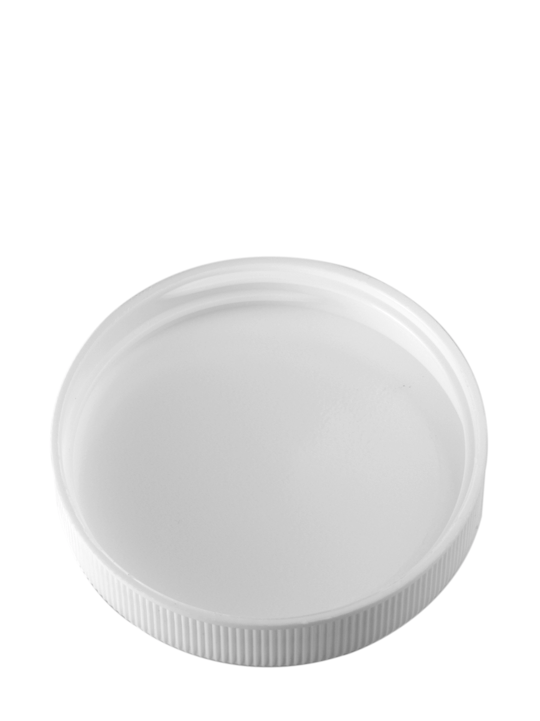 White PP Plastic 53-400 Ribbed Skirt Lid – L214WHF1