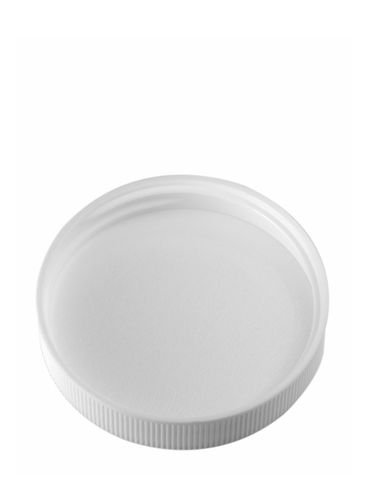White PP plastic 53-400 ribbed skirt lid with unprinted pressure sensitive (PS) liner