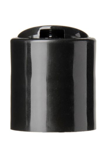 Black PP plastic 20-410 smooth skirt disc top lid with universal heat induction seal (HIS) liner