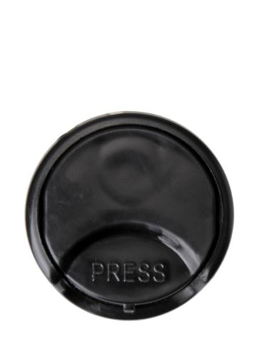Black PP plastic 20-410 smooth skirt disc top lid with universal heat induction seal (HIS) liner