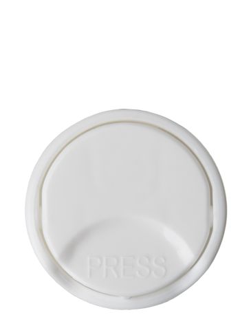 White PP plastic 20-410 smooth skirt disc top lid with universal heat induction seal (HIS) liner