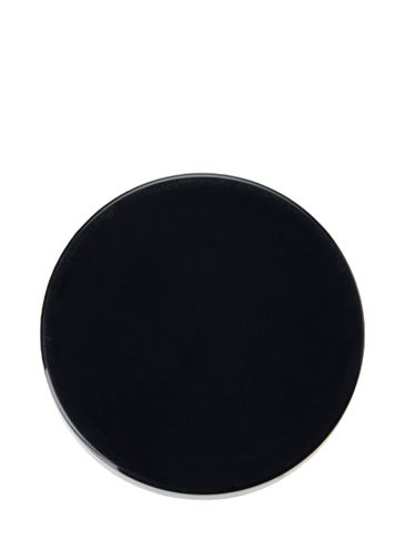 Black PP plastic 53-400 smooth skirt lid with printed pressure sensitive (PS) liner
