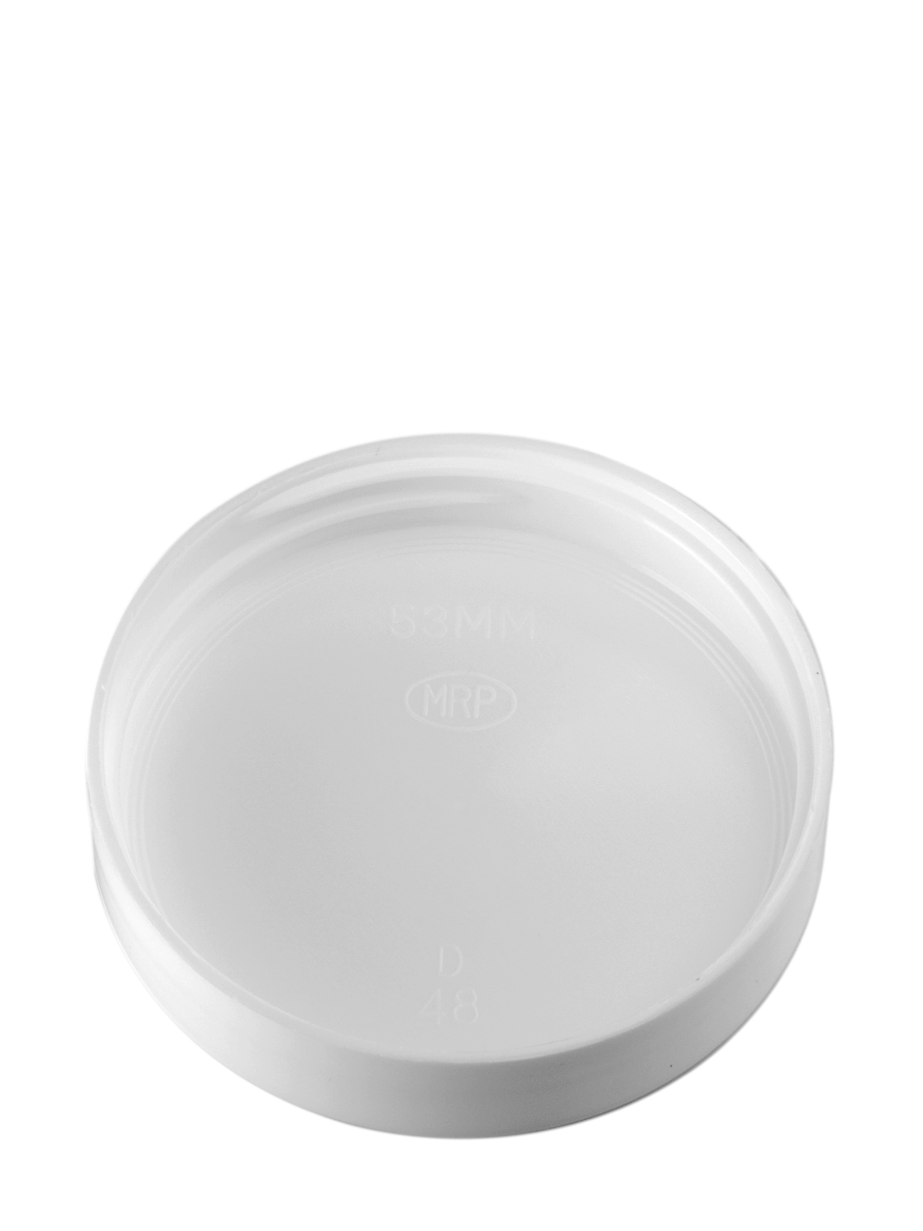 White PP Plastic 53-400 Smooth Skirt Unlined Lid – L217WH