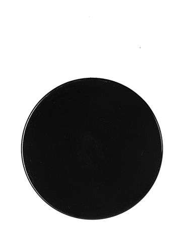 Black PP plastic 58-400 smooth skirt lid with printed universal heat induction seal (HIS) liner