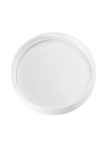 White PP plastic 58-400 smooth skirt lid with foam liner