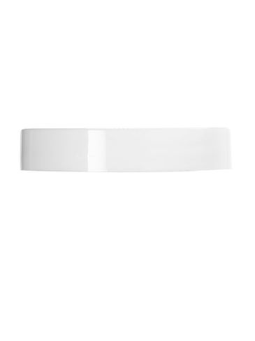 White PP plastic 58-400 smooth skirt lid with printed pressure sensitive (PS) liner