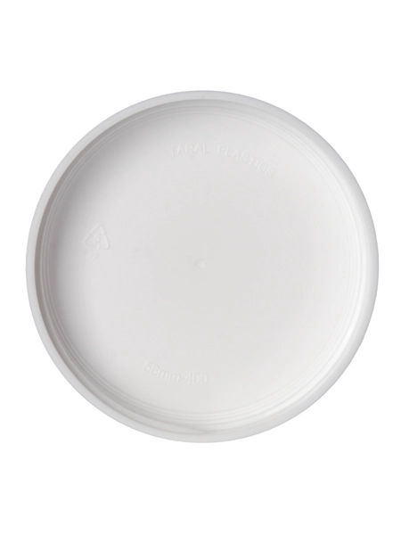 White PP Plastic 58-400 Smooth Skirt Unlined Lid – L228T