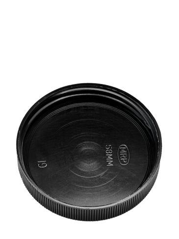 Black PP plastic 58-400 ribbed skirt unlined lid
