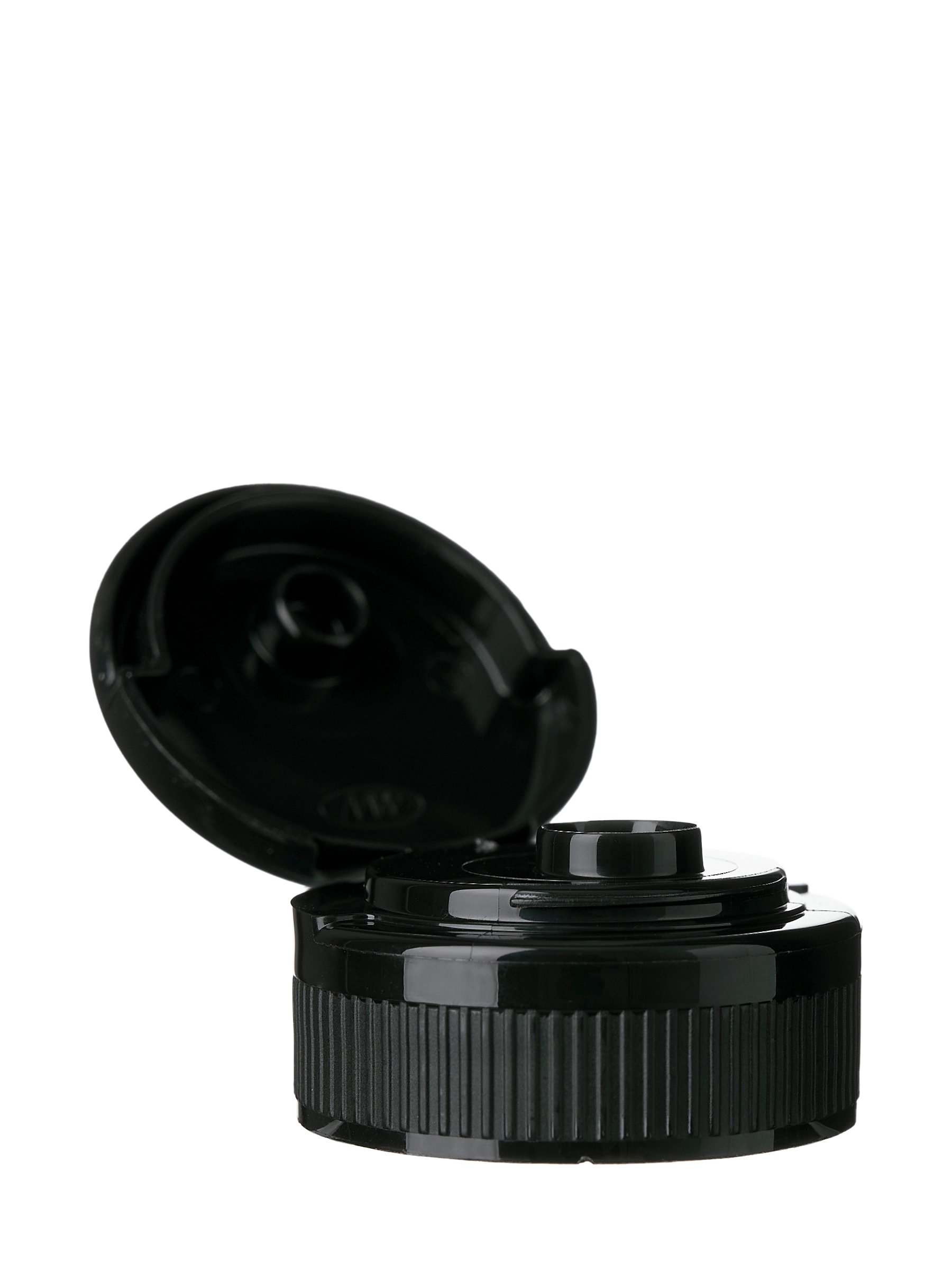 Black PP Plastic 28-400 Ribbed Skirt Hinged Flip Top Snap Dispensing Lid – L2303BKP1