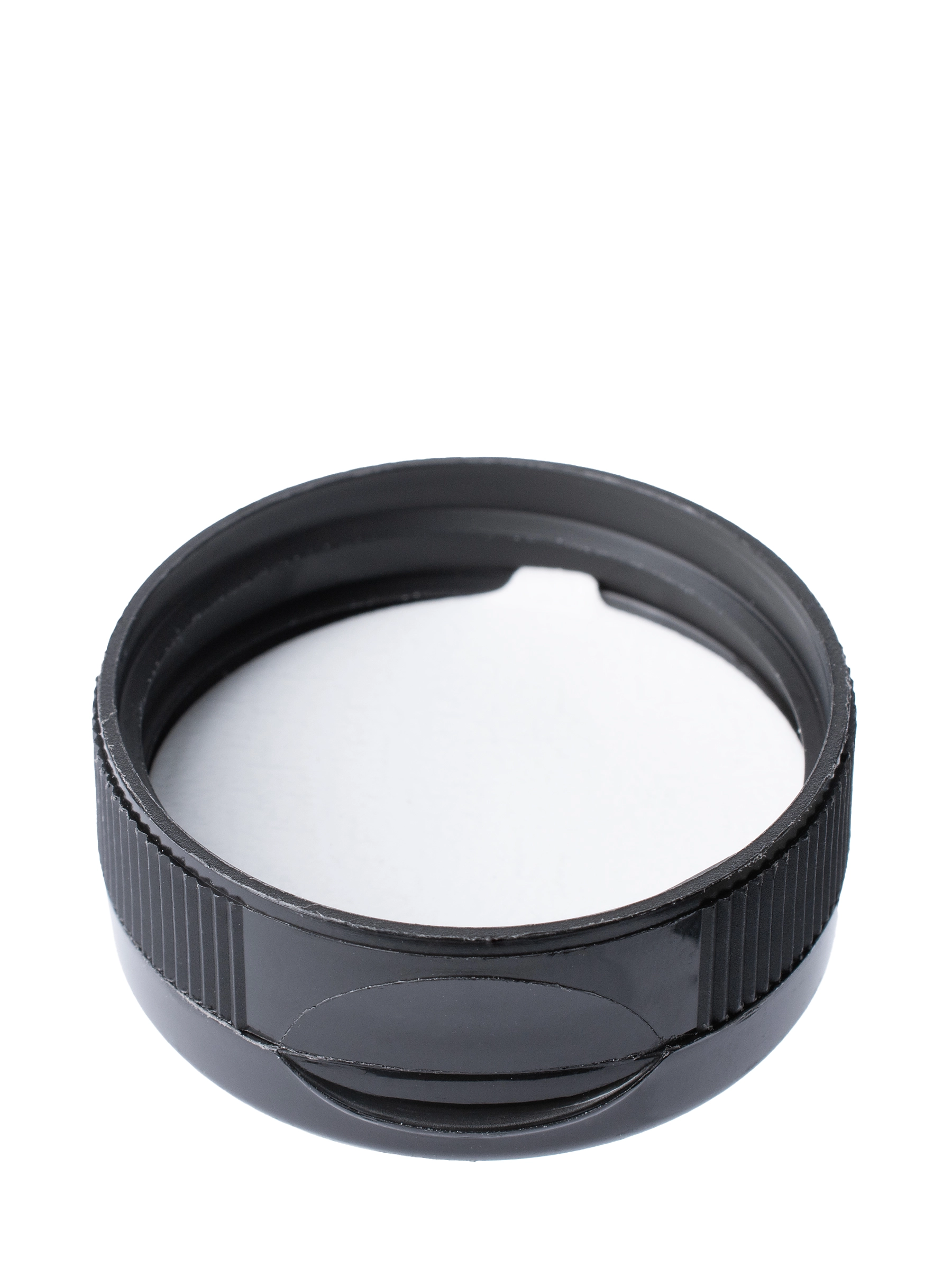 Black PP Plastic 38-400 Ribbed Skirt Hinged Flip Top Snap Dispensing Lid – L2342BKP4
