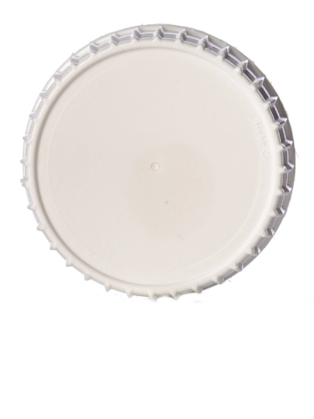 White PP Plastic 63-485 Ribbed Skirt Lid – L236R